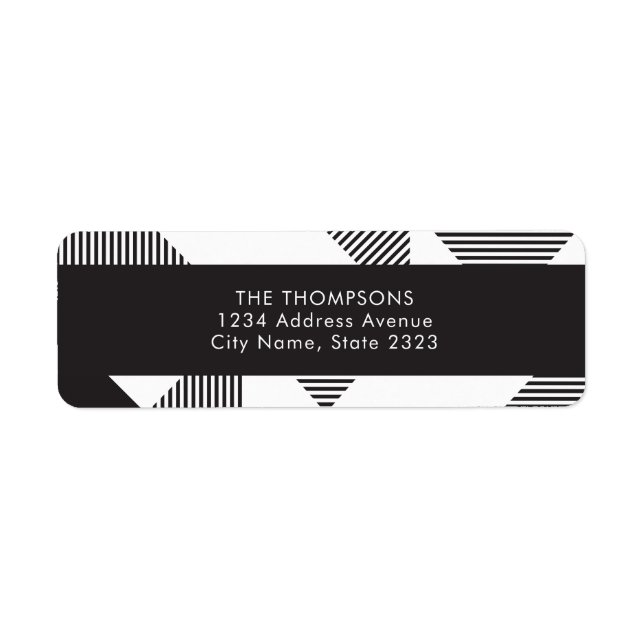 Geo Black White Stripe Holiday Return Address Label (Front)