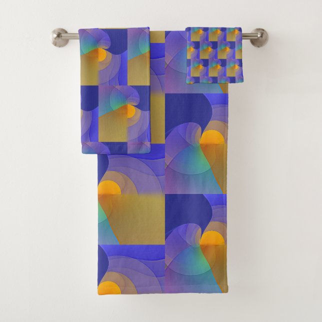 Geo Blue Reflections Bath Towel Set (Insitu)