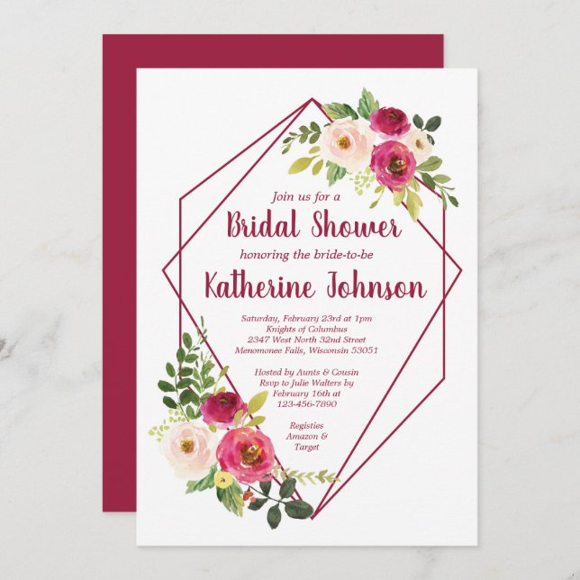 Geo Bridal Shower Invitation (Front/Back)