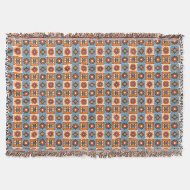 Geo-Celestial Repeat Pattern Throw Blanket (Front)
