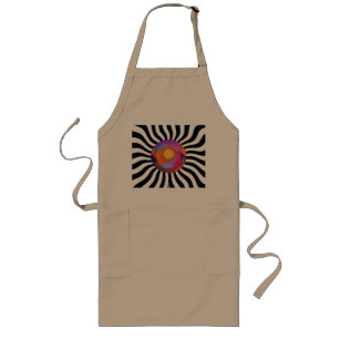 Geo Center Black White Wavy Khaki Long Apron