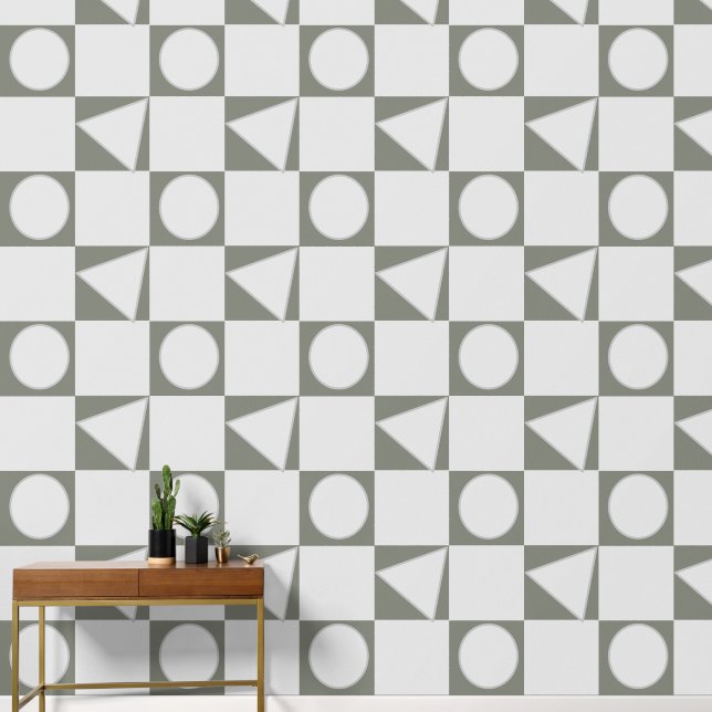Geo circle and triangle pattern wallpaper  (Hallway)