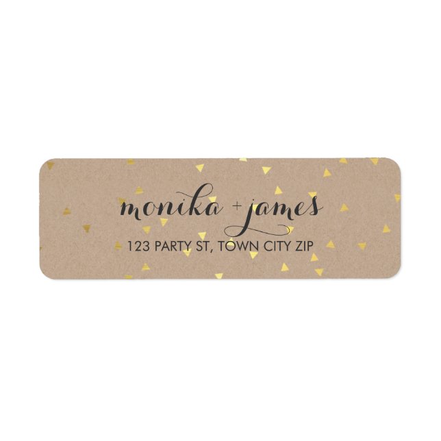 GEO CONFETTI cute gold foil trendy festive kraft Label (Front)