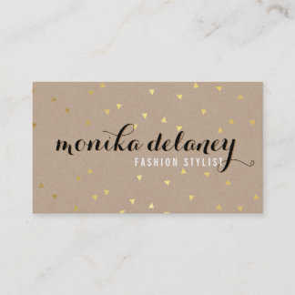 GEO CONFETTI GOLD stylish trendy cool kraft black Business Card