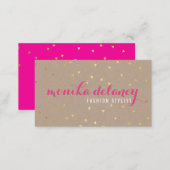 GEO CONFETTI GOLD stylish trendy kraft bright pink Business Card (Front/Back)