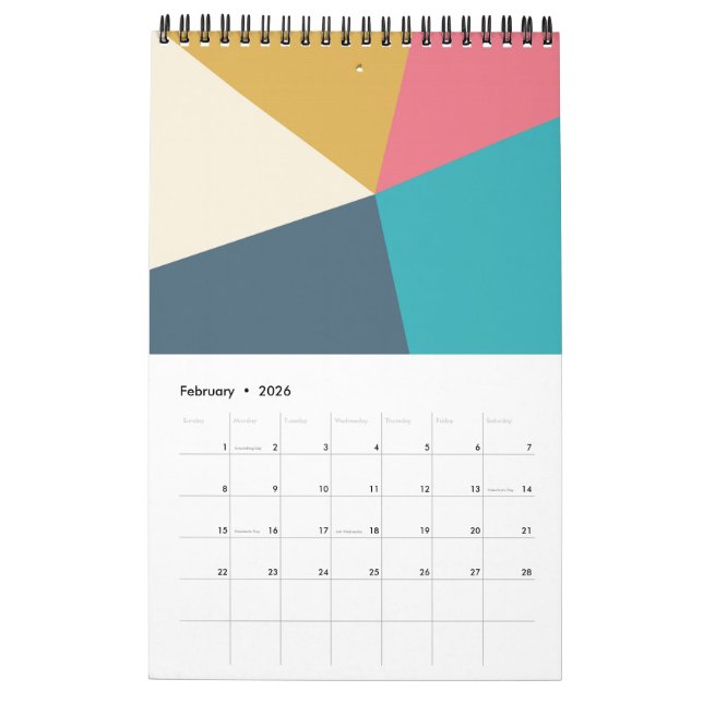 Geo Design Pastell Calendar (Feb 2026)