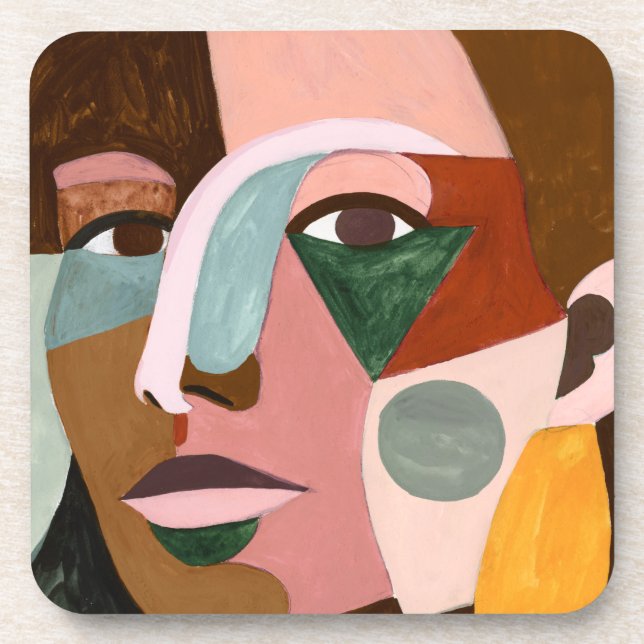 Geo Face Beverage Coaster (Front)