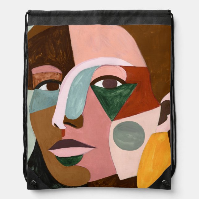 Geo Face Drawstring Bag (Front)