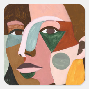 Geo Face Square Sticker