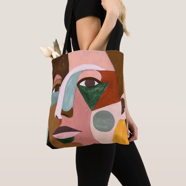 Geo Face Tote Bag (Close Up)