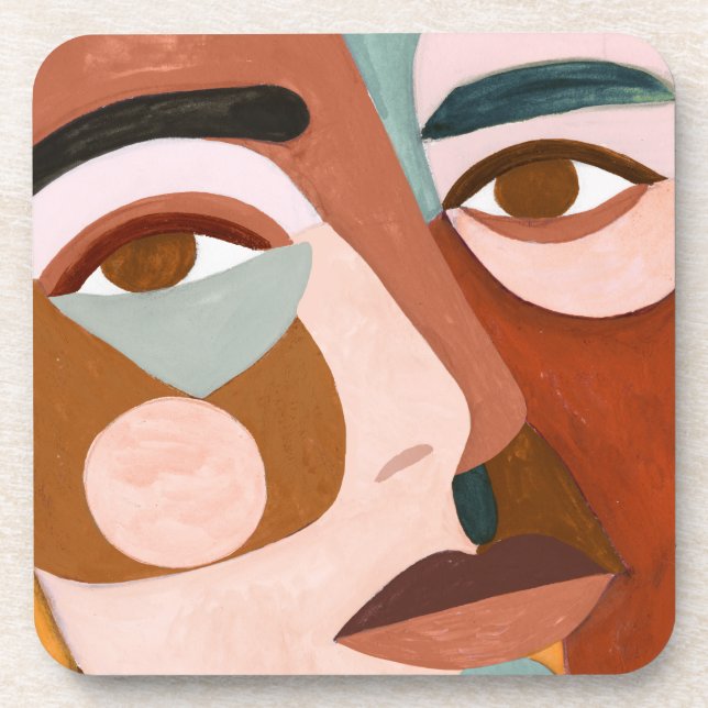 Geo Face Upclose Beverage Coaster (Front)