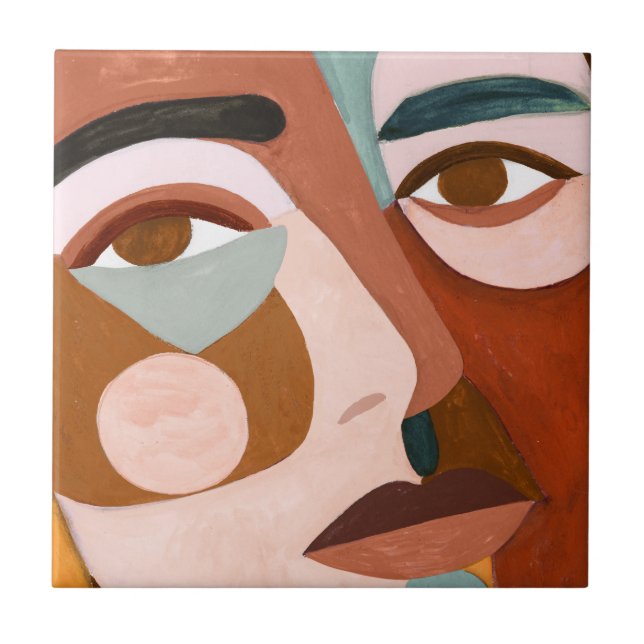 Geo Face Upclose Ceramic Tile (Front)