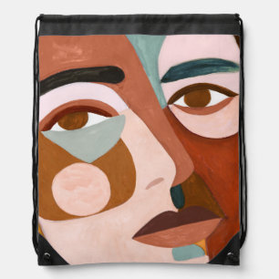 Geo Face Upclose Drawstring Bag
