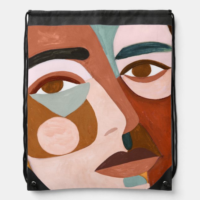 Geo Face Upclose Drawstring Bag (Front)