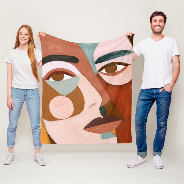 Geo Face Upclose Fleece Blanket (In Situ)