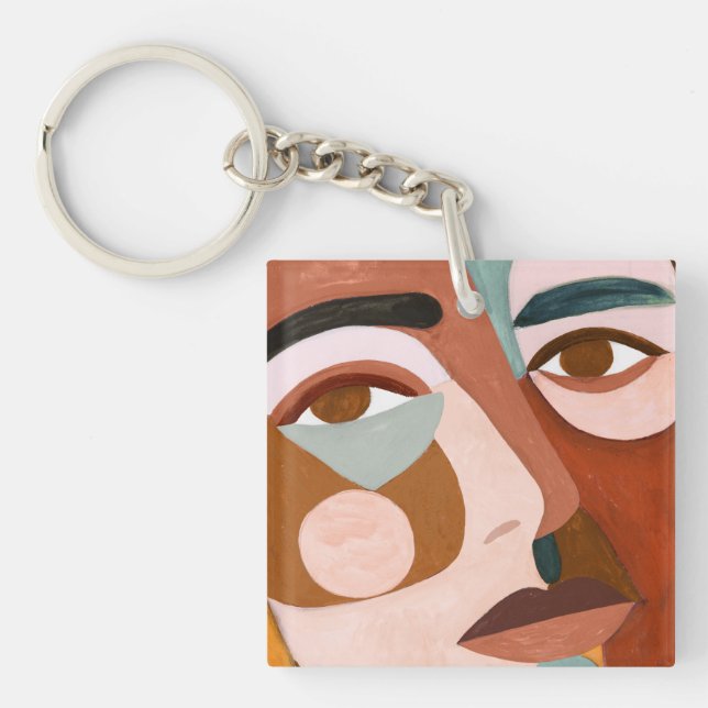 Geo Face Upclose Keychain (Front)