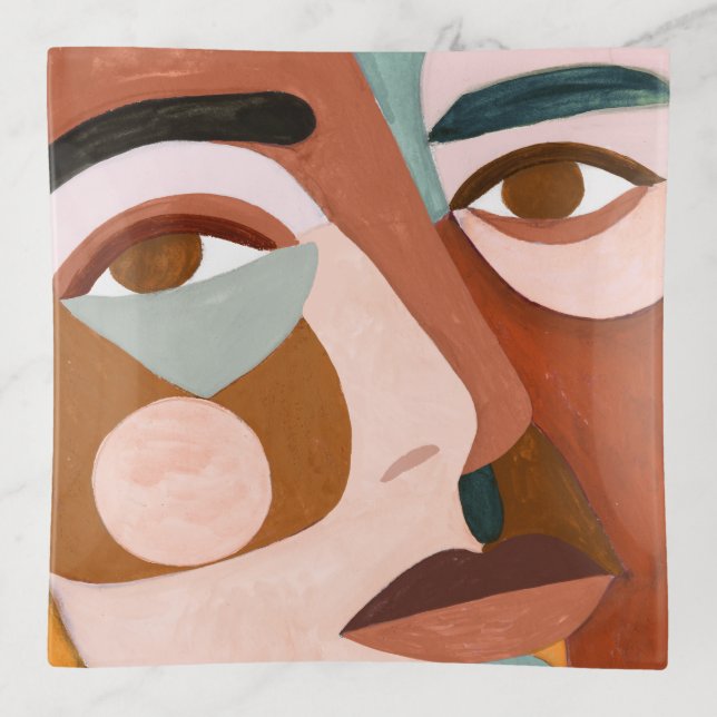 Geo Face Upclose Trinket Tray (Front)