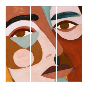 Geo Face Upclose Triptych