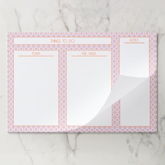 Geo Floral Lilac Orange Large Tearaway Paper Pad (Folded)