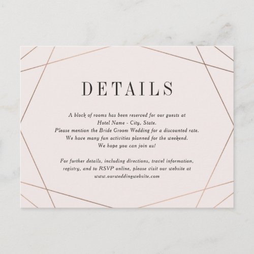 Geo Frame Wedding Details Enclosure Card