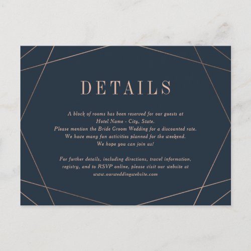 Geo Frame Wedding Details Enclosure Card