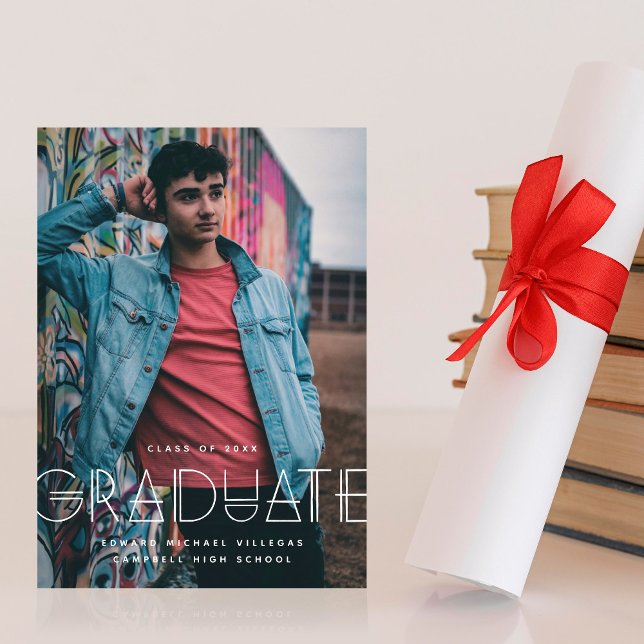 Geo Grad Modern Typography Graduation Announcement (Creator Uploaded)