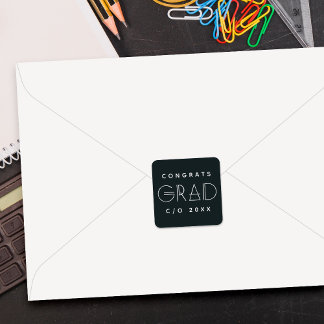 Geo Grad Modern Typography Graduation Sticker