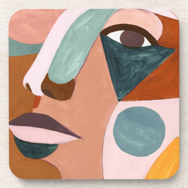 Geo Half Face Beverage Coaster (Front)