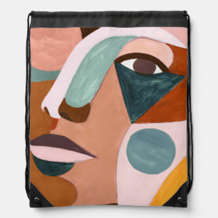 Geo Half Face Drawstring Bag