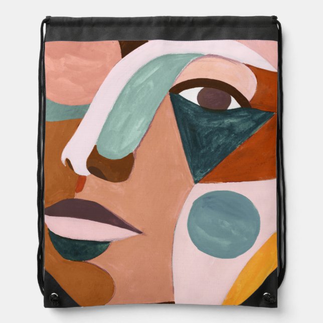 Geo Half Face Drawstring Bag (Front)