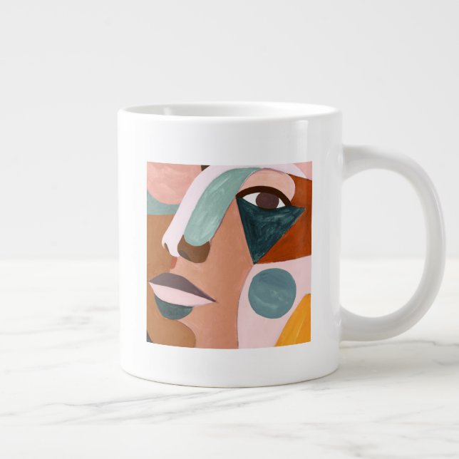 Geo Half Face Giant Coffee Mug (Right)