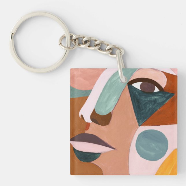 Geo Half Face Keychain (Front)