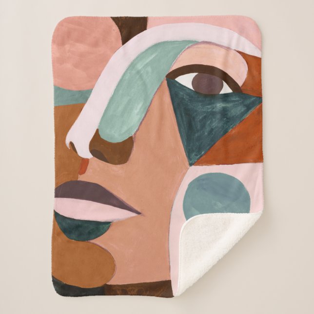 Geo Half Face Sherpa Blanket (Front)
