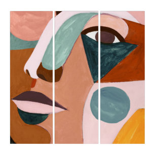 Geo Half Face Triptych