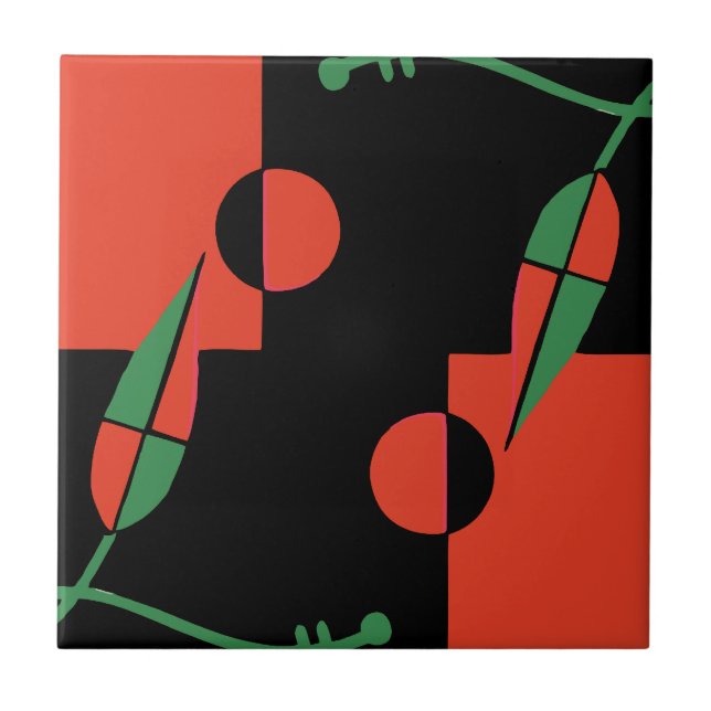 Geo Leaves Ceramic Tile (Front)