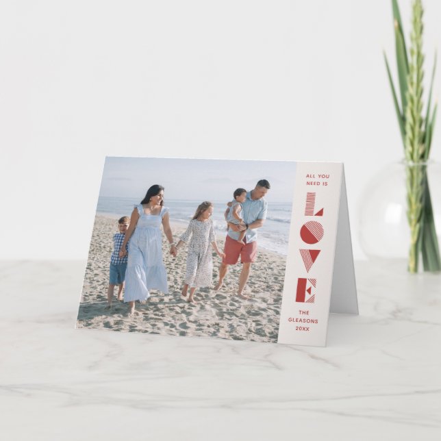 Geo Love Valentine's Day Photo Card - Cherry (Front)