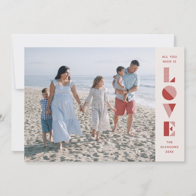 Geo Love Valentine's Day Photo Card - Cherry (Front)