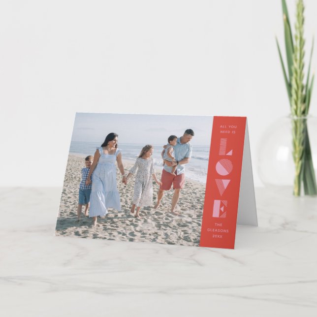 Geo Love Valentine's Day Photo Card - Red (Front)