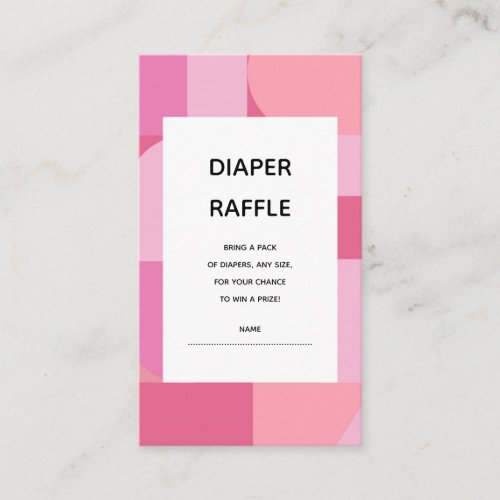 Geo Modern Abstract Minimalist Pink Diaper Raffle Enclosure Card