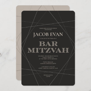 Geo Modern Silver Bar Mitzvah Invitation