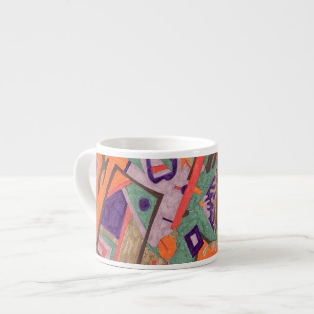 Geo-Organic Pool, Abstract Art Espresso Cup (Front Left)