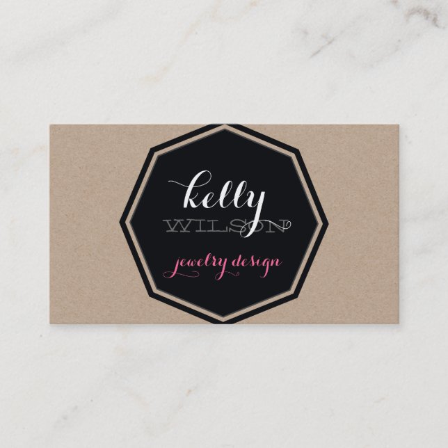 GEO PATTERN EMBLEM logo eco natural kraft black Business Card (Front)