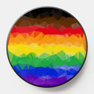 Geo Pride Flag (Rainbow + Black/Brown Stripes) PopSocket