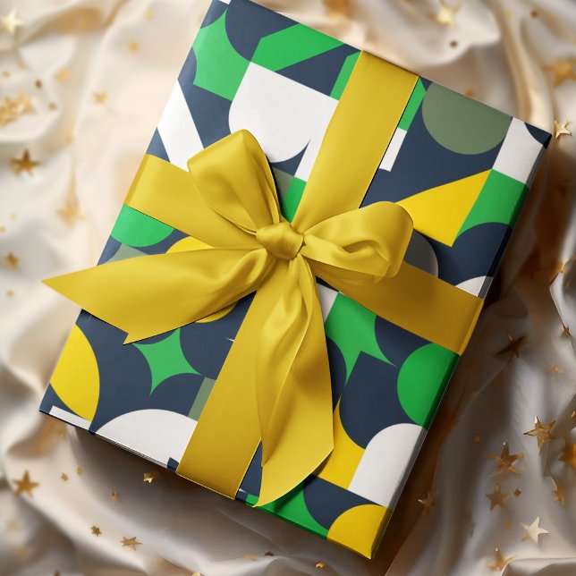 Geo Shape Wrapping Paper (green bauhaus birthday packing gift wrap,gift wrapping paper,return gift wrap paper,paper gift)