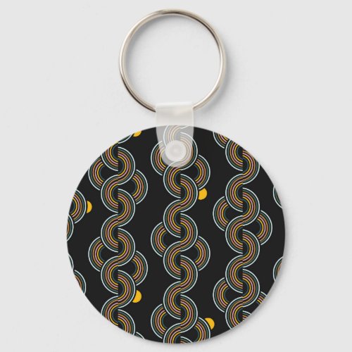 Geo Stripe Trendy Vintage Design Keychain