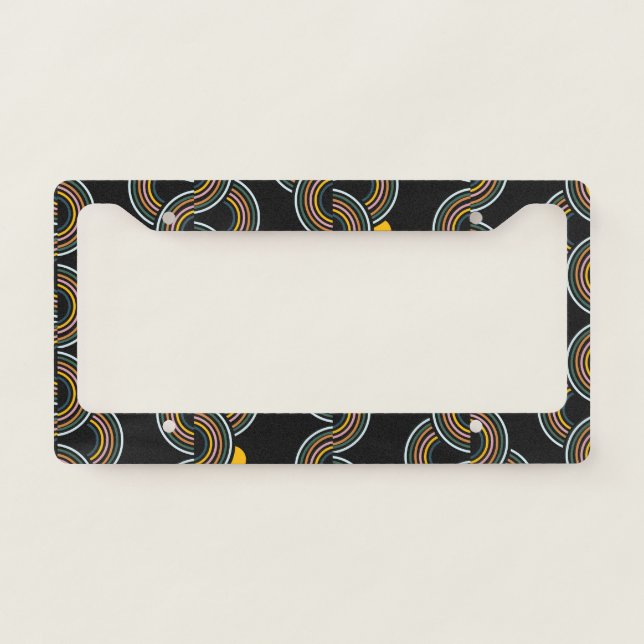 Geo Stripe: Trendy Vintage Design License Plate Frame (Front)