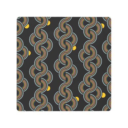 Geo Stripe Trendy Vintage Design Metal Print