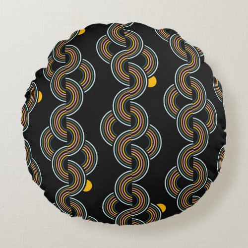 Geo Stripe Trendy Vintage Design Round Pillow