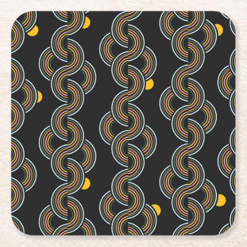 Geo Stripe Trendy Vintage Design Square Paper Coaster