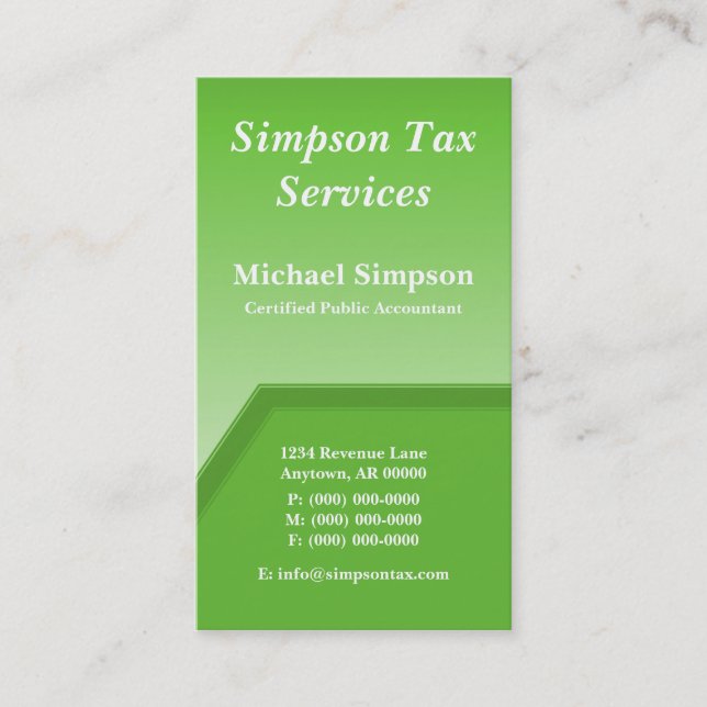 Geo Tech Business Card, Kelly Green Card (Front)